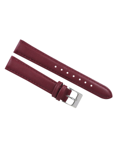 16mm Burgundy Plain Stitched Style Leather Watch Band