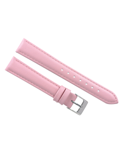 16mm Pink Plain Stitched Style Leather Watch Band