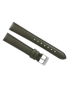 16mm Green Plain Stitched Style Leather Watch Band