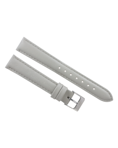 16mm Light Grey Plain Stitched Style Leather Watch Band