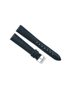 17mm Black Plain Stitched Style Leather Watch Band