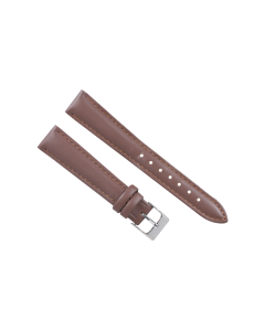 17mm Light Brown Plain Stitched Style Leather Watch Band