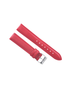 17mm Red Plain Stitched Style Leather Watch Band