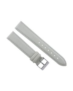 18mm Light Grey Plain Stitched Style Leather Watch Band