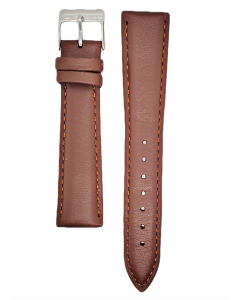 19mm Light Brown Plain Stitched Style Leather Watch Band
