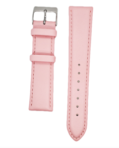 20mm Pink Plain Stitched Leather Watch Band