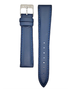 19mm Navy Blue Plain Stitched Style Leather Watch Band