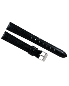 14mm Black Padded Scratched Style Leather Watch Band