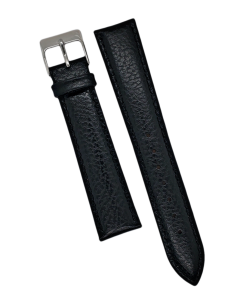 18mm Black Padded Scratched Style Leather Watch Band