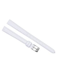10mm White Plain Flat Stitched Style Leather Watch Band