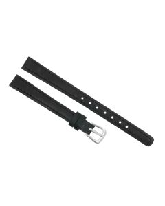 10mm Black Plain Flat Stitched Style Leather Watch Band