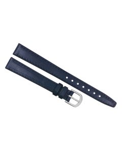 12mm Navy Blue Plain Flat Stitched Style Leather Watch Band