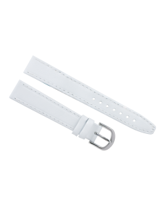 16mm White Plain Stitched Style Leather Watch Band