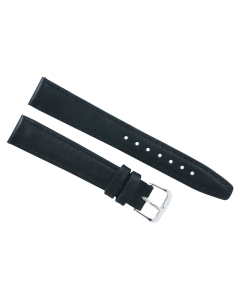 16mm Black Plain Stitched Style Leather Watch Band