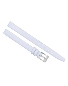 8mm White Plain Smooth Leather Watch Band