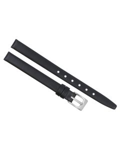 8mm Black Plain Smooth Leather Watch Band