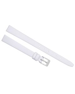 10mm White Plain Smooth Leather Watch Band