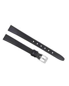 10mm Black Plain Smooth Leather Watch Band