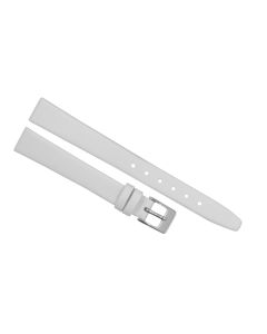 12mm White Plain Smooth Leather Watch Band