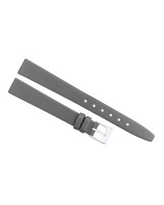 12mm Grey Plain Smooth Leather Watch Band