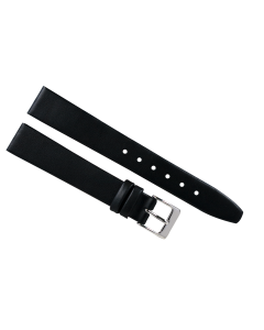 14mm Black Plain Smooth Leather Watch Band