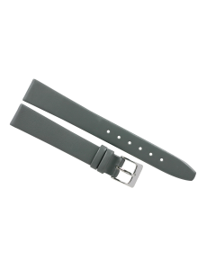 14mm Grey Plain Smooth Leather Watch Band