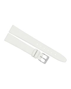 14mm White Plain Smooth Leather Watch Band