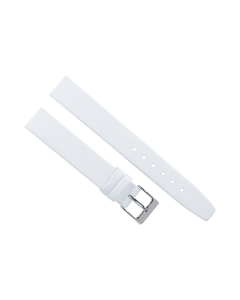 18mm White Plain Smooth Leather Watch Band