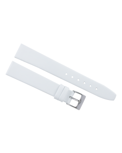 16mm White Plain Smooth Leather Watch Band