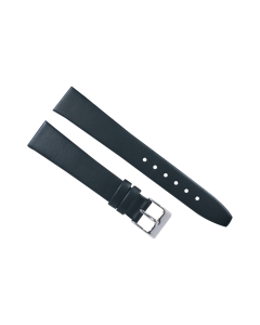 17mm Black Plain Smooth Leather Watch Band