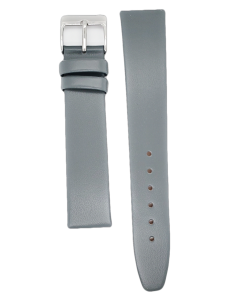 19mm Grey Plain Smooth Leather Watch Band