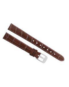 12mm Brown Glossy Stitched Animal Print Leather Watch Band