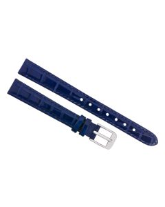 12mm Navy Blue Glossy Stitched Animal Print Leather Watch Band