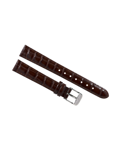 14mm Brown Glossy Stitched Animal Print Leather Watch Band