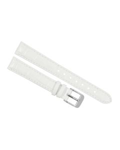 14mm White Glossy Stitched Animal Print Leather Watch Band