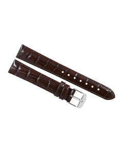 16mm Brown Glossy Stitched Animal Print Leather Watch Band