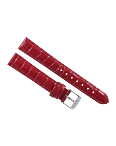 16mm Red Glossy Stitched Animal Print Leather Watch Band