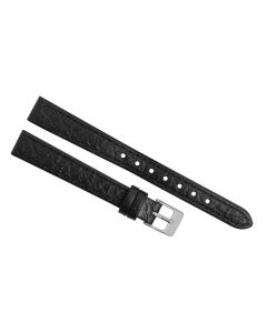 12mm Black Flat Scratched Stitched Leather Watch Band