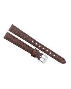 12mm Brown Flat Scratched Stitched Leather Watch Band