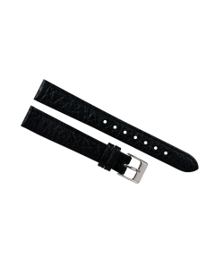 14mm Black Flat Scratched Stitched Leather Watch Band