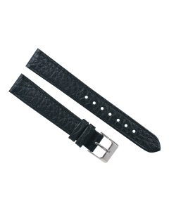 16mm Black Flat Scratched Stitched Leather Watch Band
