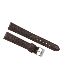 16mm Brown Flat Scratched Stitched Leather Watch Band