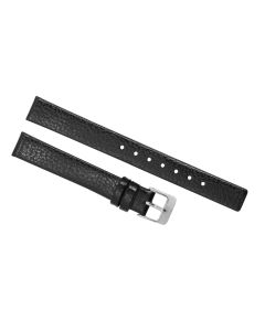 12mm Black Flat Scratched Style Leather Watch Band