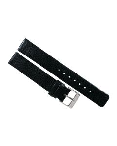16mm Black Flat Scratched Style Leather Watch Band
