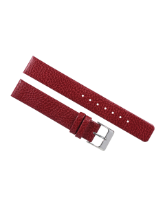 16mm Red Flat Scratched Style Leather Watch Band