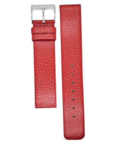 18mm Red Flat Scratched Style Leather Watch Band