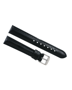 16mm Black Smooth Extreme Padded Stitched Leather Watch Band