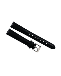 14mm Black Smooth Heavy Padded Row Stitched Leather Watch Band