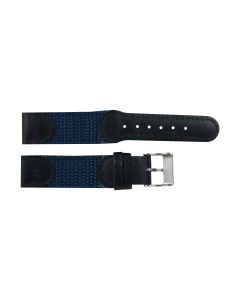 18mm Black and Navy Nylon Leather Watch Band