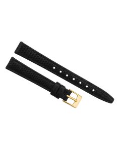 12mm Black Genuine Lizard Leather Watch Band